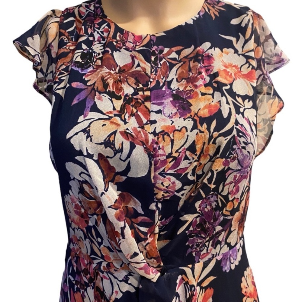 Collective Concepts S NWOT soft light airy floral Flutter Sleeve Sundress, lined - Picture 6 of 11